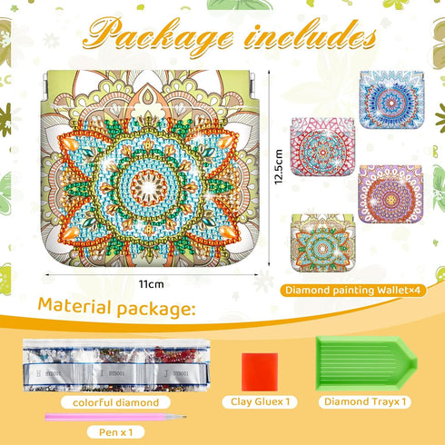 Hsei 4 Pcs Diamond Painting Coin Purse Pouch Leather DIY Rhinestone Paint Handmade Clutch Change Holder Change Purse Diamond Painting Bags for Adu...