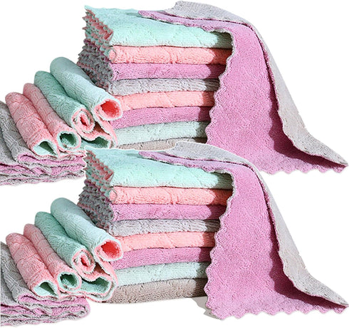 24 Pack Cleaning Cloth Kitchen Cloth, Dish Towels Super Absorbent Coral Velvet Dishtowels, Microfiber Premium Soft Tea Towels, Quick Dry Rags, Mul...