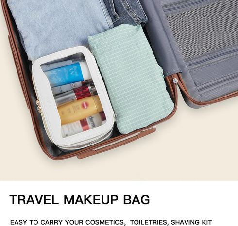 Telena Clear Makeup Bag Travel Toiletry Cosmetic Bag Portable Make Up Organizer for Women Beige...