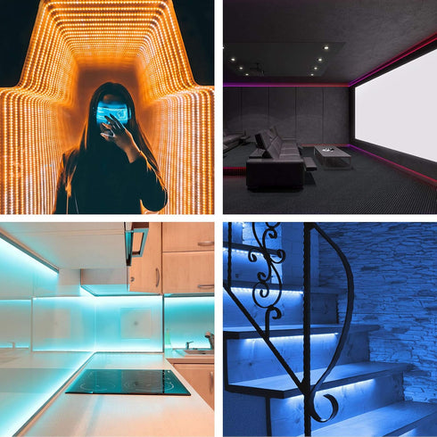 5050 4 Pin RGB 10mm LED Strip Connector Kit RGB Extension Cable, LED Strip Jumper, 2 Way RGB Splitter Cable, L Connectors, T Connector, Gapless Co...