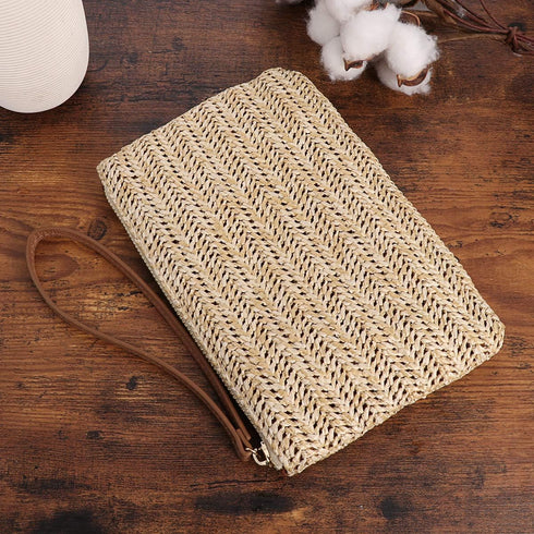 FENICAL Straw Clutch Bag Bohemian Zipper Wristlet Summer Beach Handbag for Women Girls...