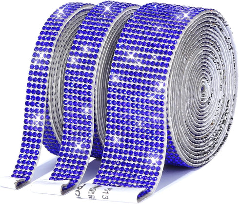 3 Rolls 6.6 Yards Self-Adhesive Crystal Rhinestone Diamond Ribbon, 2 mm Rhinestones for Arts Crafts, DIY Computer Water Bottle Makeup Table Decora...