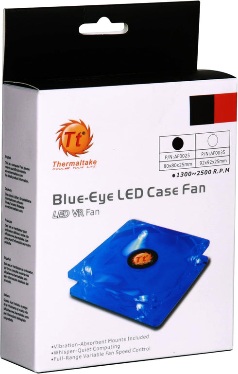 Thermaltake Blue-Eye Silent Smart 80mm Blue Led Case Fan with Adjustable Fan Speed Control AF0025...