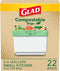Glad Kitchen Compost Bags, 100% Compostable Bag, 2.6 Gallon, Unscented - 22 Count...