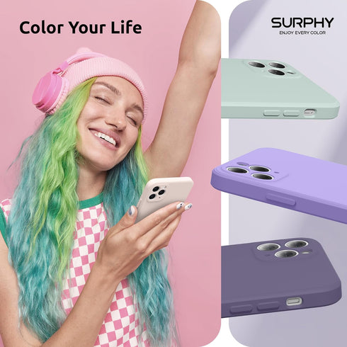 SURPHY Square Design for iPhone 11 Pro Case with Camera Protection, Straight Edges Liquid Silicone Phone Case for iPhone 11 Pro 5.8 inches, Light ...