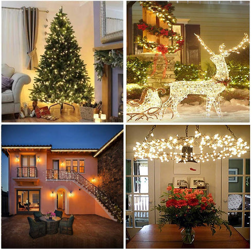 Outdoor Indoor String Lights Christmas 300LED Warm White Fairy Lights 99ft Green Wire Dimmable with Remote Control, Waterproof Fairy Light for DIY...