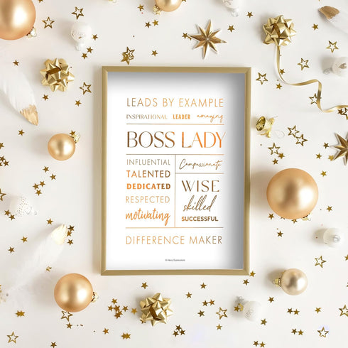 Boss Lady Desk and Wall Art with Metal Frame - 12x9" Boss Lady Office Décor, Boss Lady Gift with Boss Lady Quote by Merry Expressions...