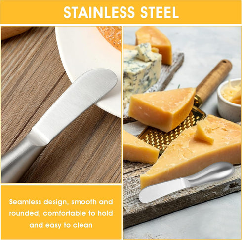 2 Pcs Butter Knife Little Cheese Spreader Knives Stainless Steel Spreader Knife Set Cocktail Knives for Condiments Cheese Charcuterie Board Jam Pa...