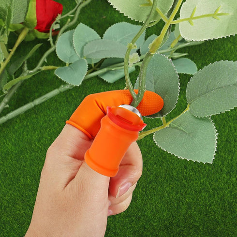 PATIKIL Small 2 Style Gardening Thumb Knife Set, 18Pcs Silicone Thumb Cutter Finger Cover Garden Trim Tool for Picking Fruit Vegetable, Orange...