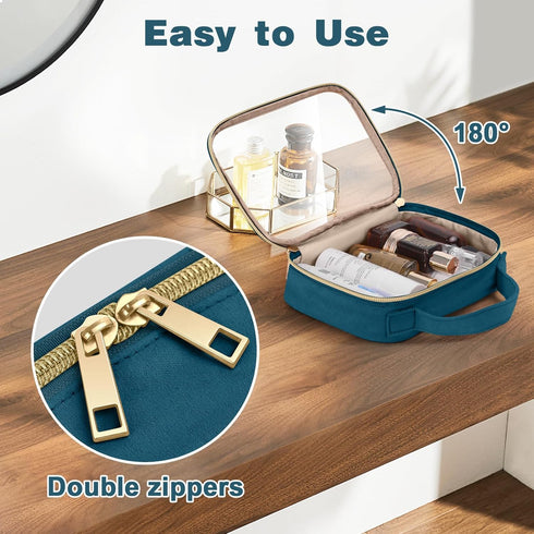 Wedama TSA Approved Toiletry Bag, 4 Pack Clear Makeup Bags with Handles, Quart Size Clear Toiletry Bags, PVC Cosmetic Bags for Women and Men, Carr...