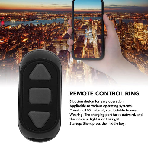 App Page Turner, Bluetooth Remote Control Page Turner Cell Phone Camera Video Recording Shutter Selfie , Scrolling Ring Clicker for Tiktok Reading...