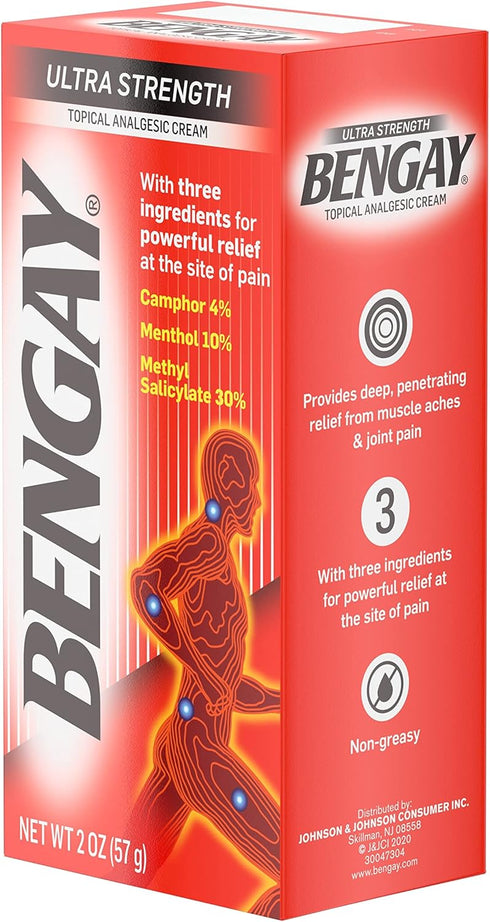 Bengay Ultra Strength Topical Pain Relief Cream, Non-Greasy Analgesic for Minor Arthritis, Muscle, Joint, and Back Pain, Camphor, Menthol & Methyl...