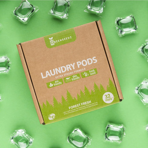 Eco Friendly Laundry Detergent Pods, 32 Pods, Powerful Stain And Odor Removal, Skin Friendly, Rainforest Fresh Scent, Biodegradable and Sustainabl...