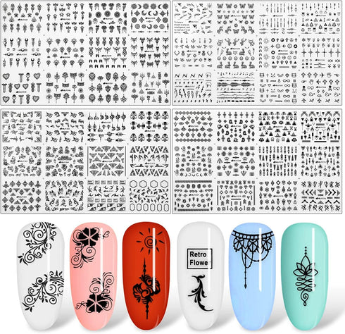 Flower Nail Stickers for Nail Art, Black Flower Leaf Nail Art Stickers 3D Self Adhesive Nail Art Supplies Floral Leaf Nail Designs for Women Nail ...
