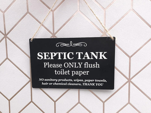 Stylish and Bold, Black and White, SEPTIC TANK Sign | Plaque | Notice for Toilet | Bathroom | W.C | only flush toilet paper | Information Notice |...