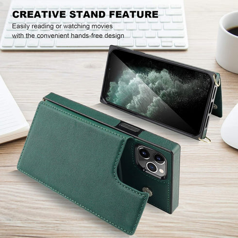 Bocasal Crossbody Wallet Case for iPhone 11 Pro Max Credit Card Holder PU Leather Kickstand Shockproof Detachable Cross Body Strap Lanyard Magneti...
