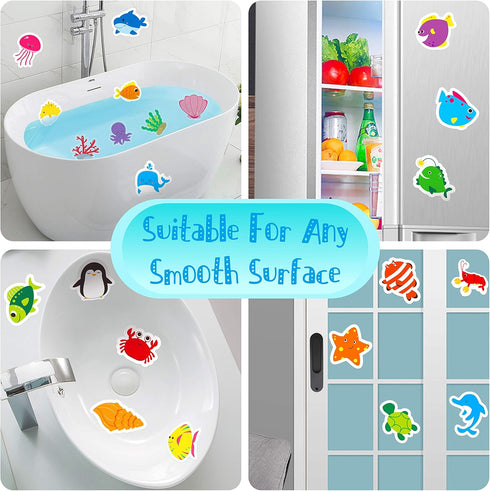 Hebayy 30 Adorable Non-Slip Sea Animal Bathtub Shower Deco Water-Resistance Stickers in 30 Designs...