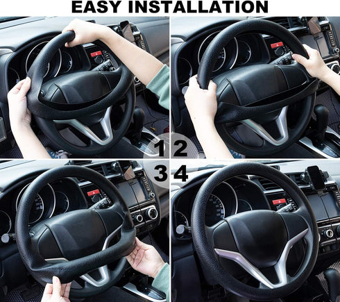Spurtar Steering Wheel Cover 14"-15" Anti-Slip Car Steering Wheel Protector, Soft Odorless Silicone Leather Texture Steering Cover, Great Grip Cov...