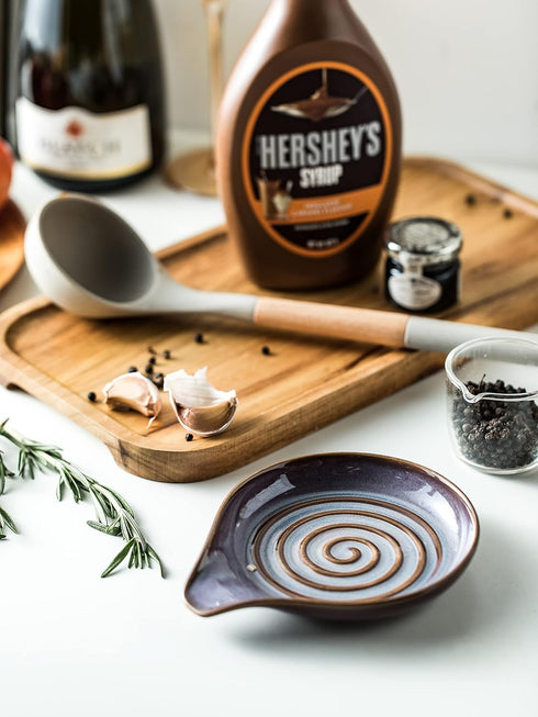 Spoon Rest, Ceramic Spoon spoon holder with Deep Drip Tray, Spoon Holder for Stove Top Utensils Holder for Countertop, Cooking Spoon Holder with H...