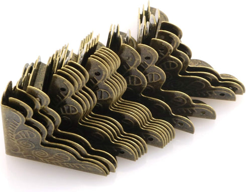 Tegg Box Corner Protector 20PCS Antique Brass Triangle Rattan Carved Wood Case Edge Guard...