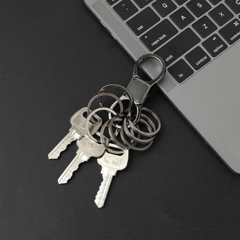 Keychain Quick Release Key Ring Fob Clip with 8 Detachable Keyrings Zinc Alloy Heavy Duty Car Keychain Organizer...