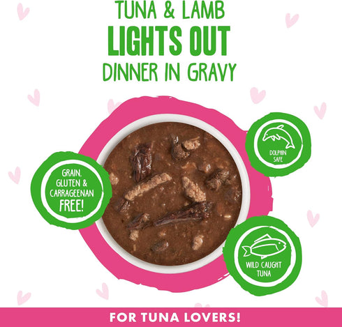 B.F.F. OMG - Best Feline Friend Oh My Gravy!, Tuna & Lamb Lights Out with Tuna & Lamb, 5.5oz Can (Pack of 8)...