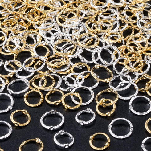 ANCIRS 100pcs Double Hole Bead Round Frames Links Connectors for Beading & Jewelry Making Assortments Necklaces, Bracelets, Earrings, Keychains- G...