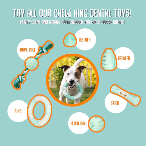 Chew King Dental Dog Toy Collection, Fetch Ball Clinically Proven to Remove Plaque...