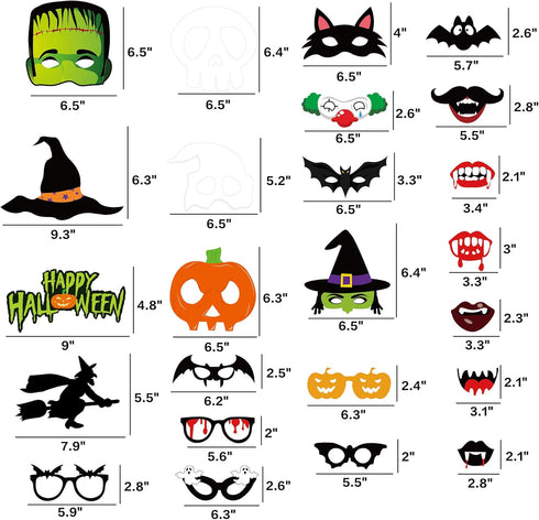 62PCS Halloween Party Decorations Set - Hallowmas Photo Booth Props Banner Balloons Pom Poms Hanging Swirls Spider Pumpkin Ornaments Supplies...