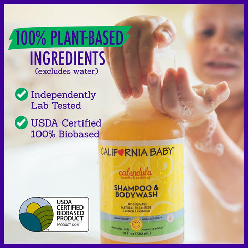 California Baby Calendula Shampoo and Body Wash - Allergy tested Baby Soap and Toddler Shampoo, for Dry, Sensitive Skin, 100% Plant-Based - USDA C...