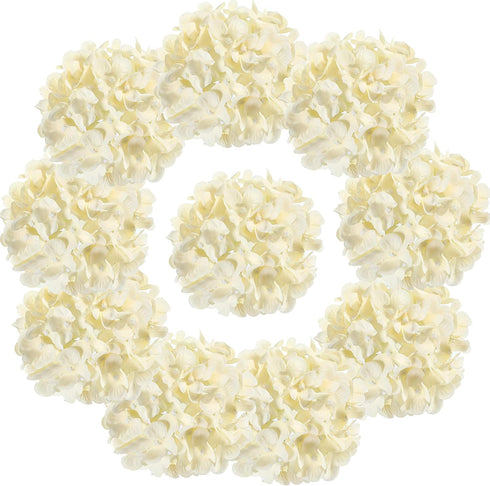 10PCS Silk Hydrangea Heads with Stems Artificial Flowers for Wedding Party Home Decor (Champagne)...