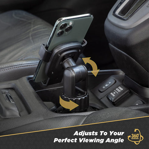 Scosche GHCUPM-SP1 GravityDrop Cup Phone Holder Mount with Phone Weight Triggered Adjustable Arms, Universal for Most Vehicle Cup Holders, Black...