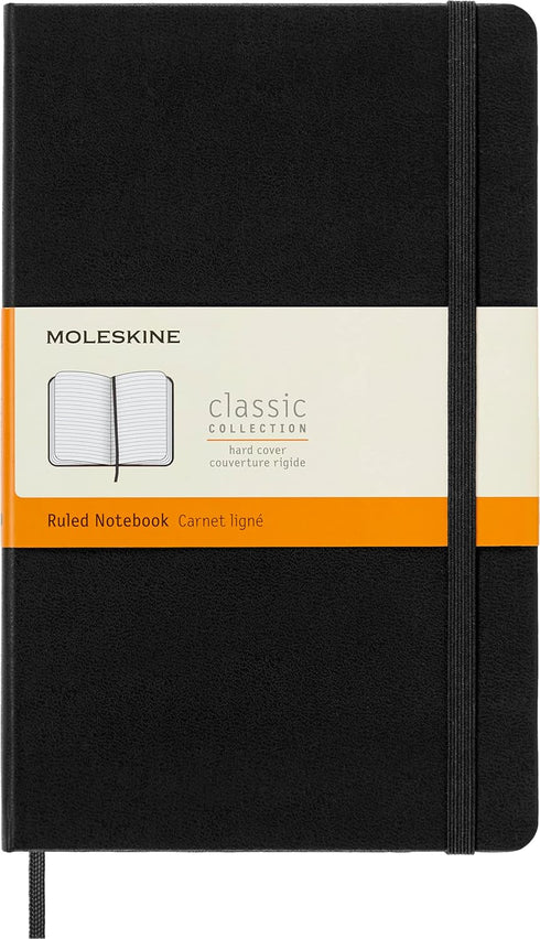 Moleskine Classic Notebook, Hard Cover, Large (5" x 8.25") Ruled/Lined, Black, 240 Pages...