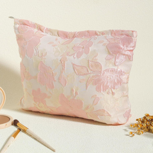 LYDZTION Pink Flower Makeup Bag Cosmetic Bag for Women,Large Capacity Canvas Makeup Bags Travel Toiletry Bag Accessories Organizer...