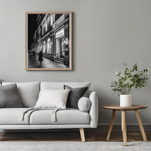 Posterizer 1 pcs-black-and-white photograph of Luxury store front 2-Photography Art-Retro Art-Gift for Women, Fashionistas, Designer Fashion Fans-...