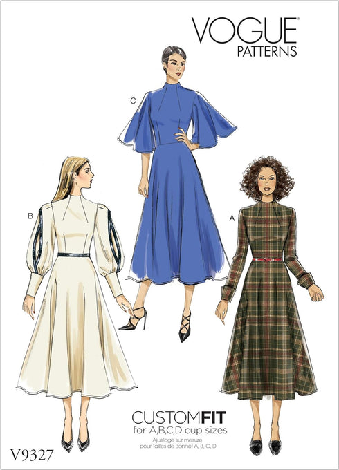 Vogue V9327E5 Easy Women's Partially Lined Dress Sewing Patterns, Sizes 14-22, White...