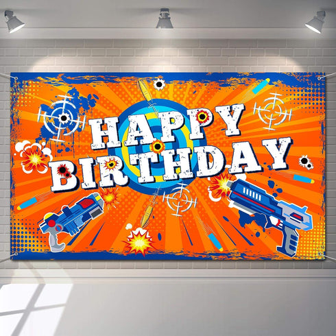 Dart Battle Happy Birthday Backdrop Party Decorations Dart Theme Party Photo Background Birthday Table Decorations for Kids Boys...