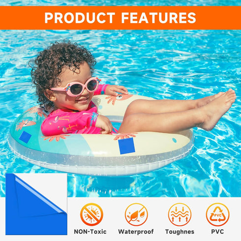 Vinyl Pool Patch Repair Kit, 30 Pieces Self Adhesive Vinyl Inflatable Waterproof TPU Repair Patches for Inflatable Toys Swimming Pool, Tent, Canva...