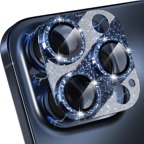 Choiche Compatible for iPhone 15 Pro/iPhone 15 Pro Max Camera Lens Protector, Bling Camera Cover with 9H Tempered Glass Lens Screen Protector Meta...