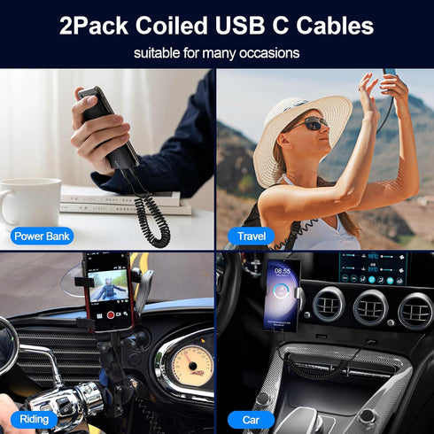 Samsung S24 Type C Coiled Charging Cable 3FT for Galaxy S24/S23/S22/S21/S20, A15/A14/A53/A54, Android Auto USB C Cable Car Charger for iPhone 15 P...