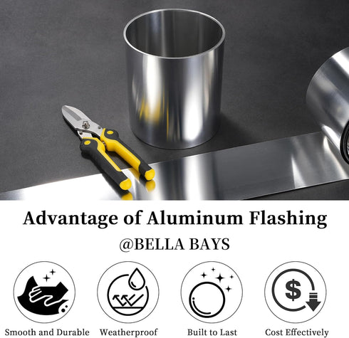 6in x 10ft Aluminum Flashing Roll 32 Gauge (0.0078"/0.2mm) Thickness, Versatile Type Aluminum Sheet Roll for Roofing and DIY, Weather-Resistant, S...