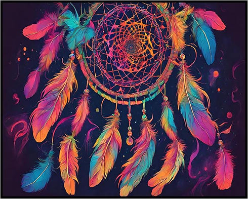 Posterizer 1 pcs- psychedelic funky hippie colorful dreamcatcher 1-Fantasy & Fiction Art-Retro Art- Living Room Bedroom Decor- unframed wall art...