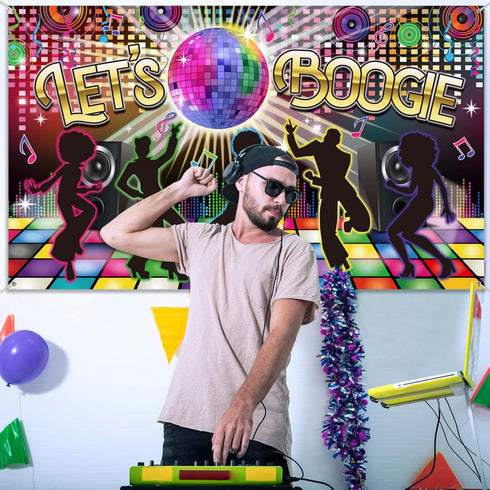 Disco 70s Theme Party Decorations Back to 60s 70s 80s 90s Let's Boogie Disco Dancing Night Photography Photo Booth Background Birthday Party Suppl...