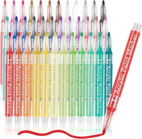 Acrylic Paint Pens Paint Markers - 36 Pack Acrylic Paint Markers For Rock Painting Wood Canvas Glass Ceramic Plastic Stones,Marker Pens For DIY Cr...