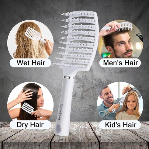 Hair Brush, Detangling Hair Brush, Curved Detangler Brush for Women Men kids Curly Think Fine Thin Long Short Wet Dry Hair, Professional Hair Styl...