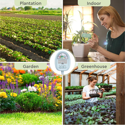 ?Upgraded ? 4-in-1 Soil Moisture Meter, Soil Ph Meter, Soil Tester for Moisture, Light,Nutrients, pH,Soil Ph Test Kit, Great for Garden, Lawn, Far...