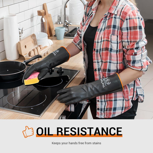 ThxToms Heavy Duty Latex Gloves, Resist Strong Acid, Alkali and Oil, 14", 1 Pair...