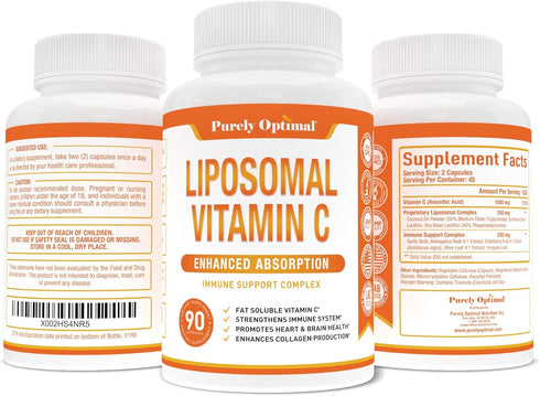 Premium Liposomal Vitamin C Supplement - High Absorption, Fat Soluble Ascorbic Acid Vitamin C 1000mg for Immune Support - Collagen & Immune System...