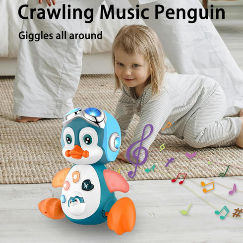 Crawling Penguin Baby Musical Toys, Baby Tummy Time Toys for Infant 0-3 0-6 6-12 12-18 Months Music Learning Crawl Interactive Development Toy wit...