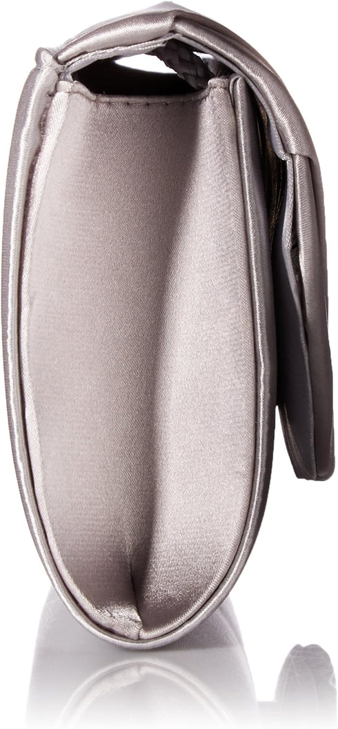 Jessica McClintock Angel Satin Tuxedo Flap Evening Clutch...
